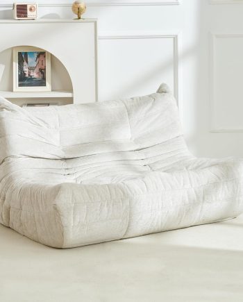 Bean Bag Chair, Giant Beanbag Chairs for Adults, Memory Foam Fireside Chair, Large Lazy Floor Sofa, Sofa Couch with High-Rebound Foam, Lounge Chair for Living Room, Bedroom (Beige, Loveseat)