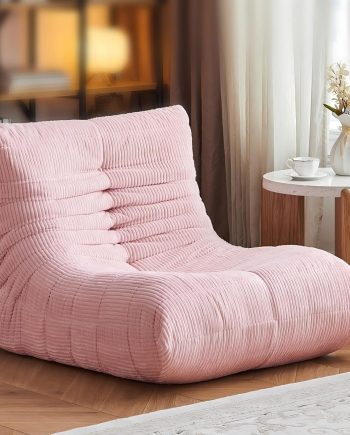 Large Bean Bag Chairs for Adults, Memory Foam Lounge Chair, Soft Corduroy Big Bean Bag Chair Lazy Sofa, Comfy Floor Beanbag Chair Single Sofa for Bedroom Living Room Fireside Book Nook, Pink