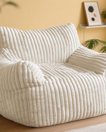 Giant Bean Bag Chair, Oversized Plush Comfy Bean Bag Sofa for Adults and Kids with Armrests, Memory Foam Mini Couch Single Lounges for Living Room, Bedroom & Game Room(Beige)