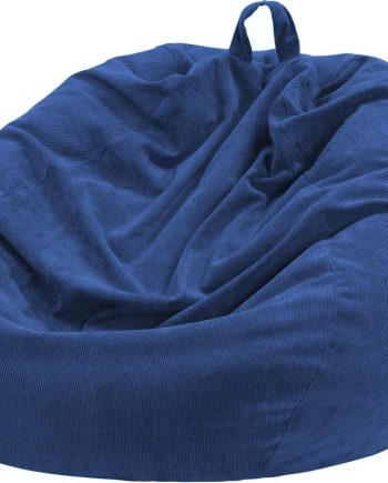 Bean Bag Chair Cover (No Filler) for Kids and Adults,Beanbag Stuffed Animal Storage Without Filling Plush Toys Holder and Organizer Soft Premium Corduroy 200L (Dark Blue)