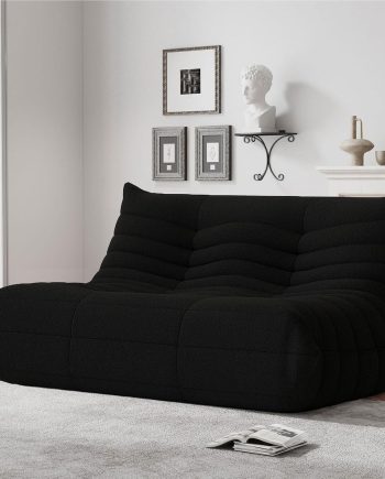 Bean Bag Chairs for Adults, Memory Foam Couch Loveseat Sofa Chair, Soft Teddy Material Cozy Comfy Reading Nook Chairs, Floor Chair for Living Room Bedroom Office(Black)