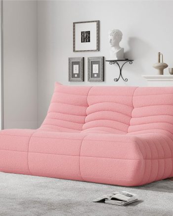 Bean Bag Chairs for Adults, Memory Foam Couch Loveseat Sofa Chair, Soft Teddy Material Cozy Comfy Reading Nook Chairs, Floor Chair for Living Room Bedroom Office(Pink)