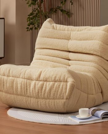 Bean Bag Chairs for Adults Giant Bean Bag Chair Memory Foam BeanBag Chair Bean Bag Sofa with Filler Faux Fur Fireside Beanbags Lazy Sofa for Living Room Bedroom Office (Khaki Teddy, Single)