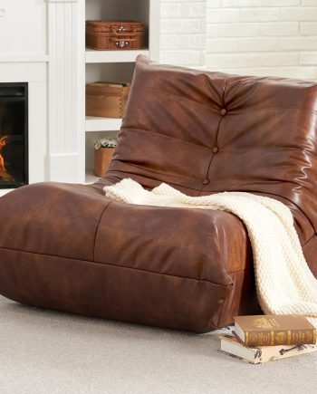 Giant Bean Bag Chair Lazy Floor Sofa, Memory Foam Fireside Sofa for Adults, Big Beanbag Faux Leather Armless Chair for Living Room Bedroom Dorm Office (Brown, Single)