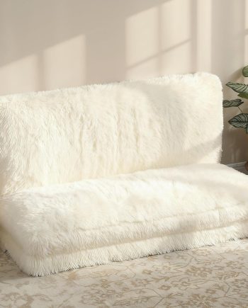 Bean Bag Chair Floor Sofa Bed for Adults, Thick Long Folding Sofa Bed 54 x102 in, Wall Couch Sleeper Chair Floor Mattress for Living Room, Cream White