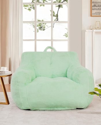 Bean Bag Chairs for Adults, Large Beanbag Chair with Plush Fabric,Comfy Single Sofa for Living Room,Reading Room and Apartment. (Green)