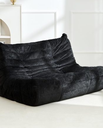 Bean Bag Chair, Giant Beanbag Chairs for Adults, Memory Foam Fireside Chair, Large Lazy Floor Sofa, Sofa Couch with High-Rebound Foam, Lounge Chair for Living Room, Bedroom (Black, Loveseat)