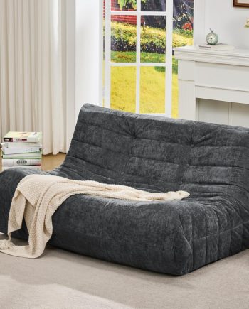 Bean Bag Chairs for Adults Giant Bean Bag Chair Memory Foam BeanBag Chair Bean Bag Sofa with Filler Faux Fur Fireside Beanbags Lazy Sofa for Living Room Bedroom Office (Darkgrey Chenille, Loveseat)