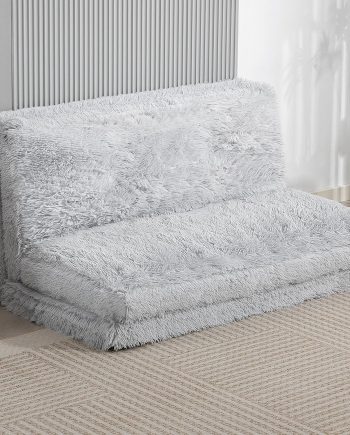 Bean Bag Chair Floor Sofa Bed for Adults, Thick Long Folding Sofa Bed 54 x102 in, Wall Couch Sleeper Chair Floor Mattress for Living Room, Light Gray