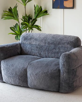 Giant Bean Bag Chair for Adults, Ultra Soft Fluffy Loveseat Bean Bag Sofa, Oversized Floor Sofa for Living Room Bedroom, Cozy Reading Chair with Filler, Dark Grey