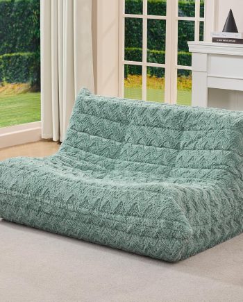 Bean Bag Chairs for Adults Giant Bean Bag Chair Memory Foam BeanBag Chair Bean Bag Sofa with Filler Faux Fur Fireside Beanbags Lazy Sofa for Living Room Bedroom Office (Green Chevron, Loveseat)