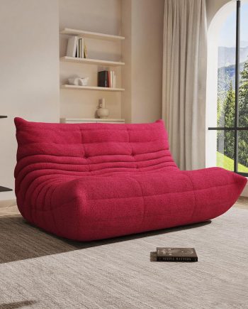 Bean Bag Chair, Oversized Loveseat Fireside Chair for Adults, 2 Seater with Memory Foam Filled, Lazy Sofa Lounge Floor Sofa for Living Room, Bedroom, Office, No Assembly Required. (Burgundy)