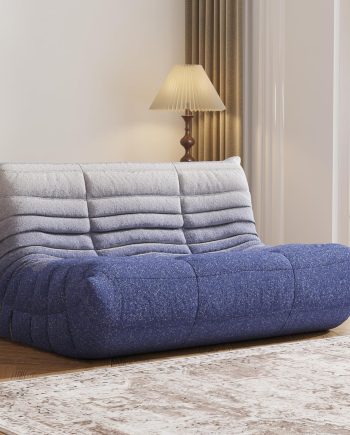 Bean Bag Chair, Fireside Chair, Large Bean Bag Chair for Adults, Bean Bag Chairs for Teens with High-Resilience Foam, Non-Slip Base Floor Lounge Sofa,Living Room (Gradient White-Blue, Loveseat)