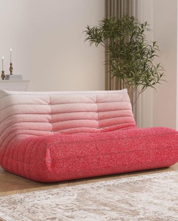 Bean Bag Chair, Loveseat Fireside Chair Bean Bag Sofa Large Bean Bag Chair for Adults, 2 Seater Bean Bag Chairs for Teens with High Density Comfortable Foam, Bean Bag for Living Room (Pink&White)